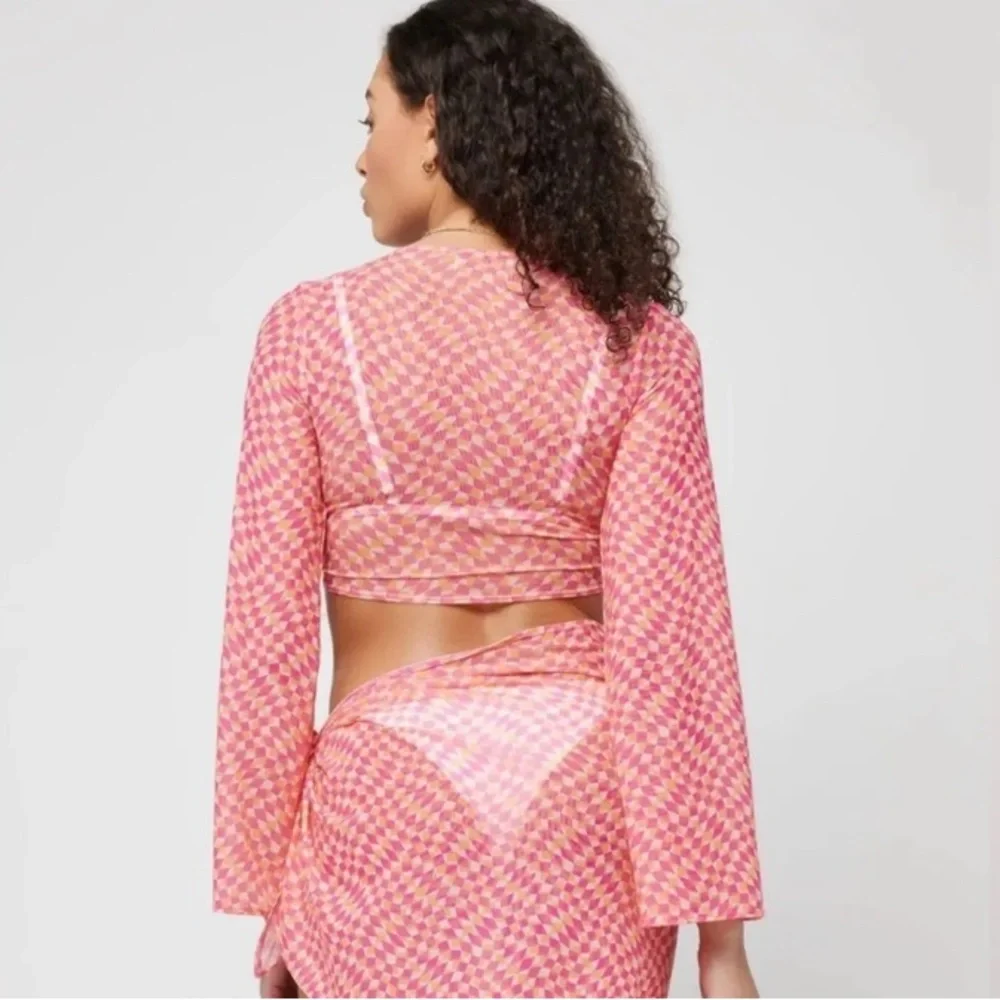 L*space Bandera Cover-Up Top in Heat Wave, Long Bell‎ Sleeve, Tie Knot in Front